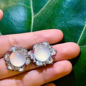 Elegant Silver and Pink Gemstone Earrings